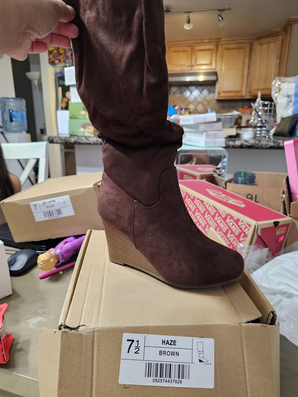 Journee Collection Brown Over-the-Knee Wedge Boots